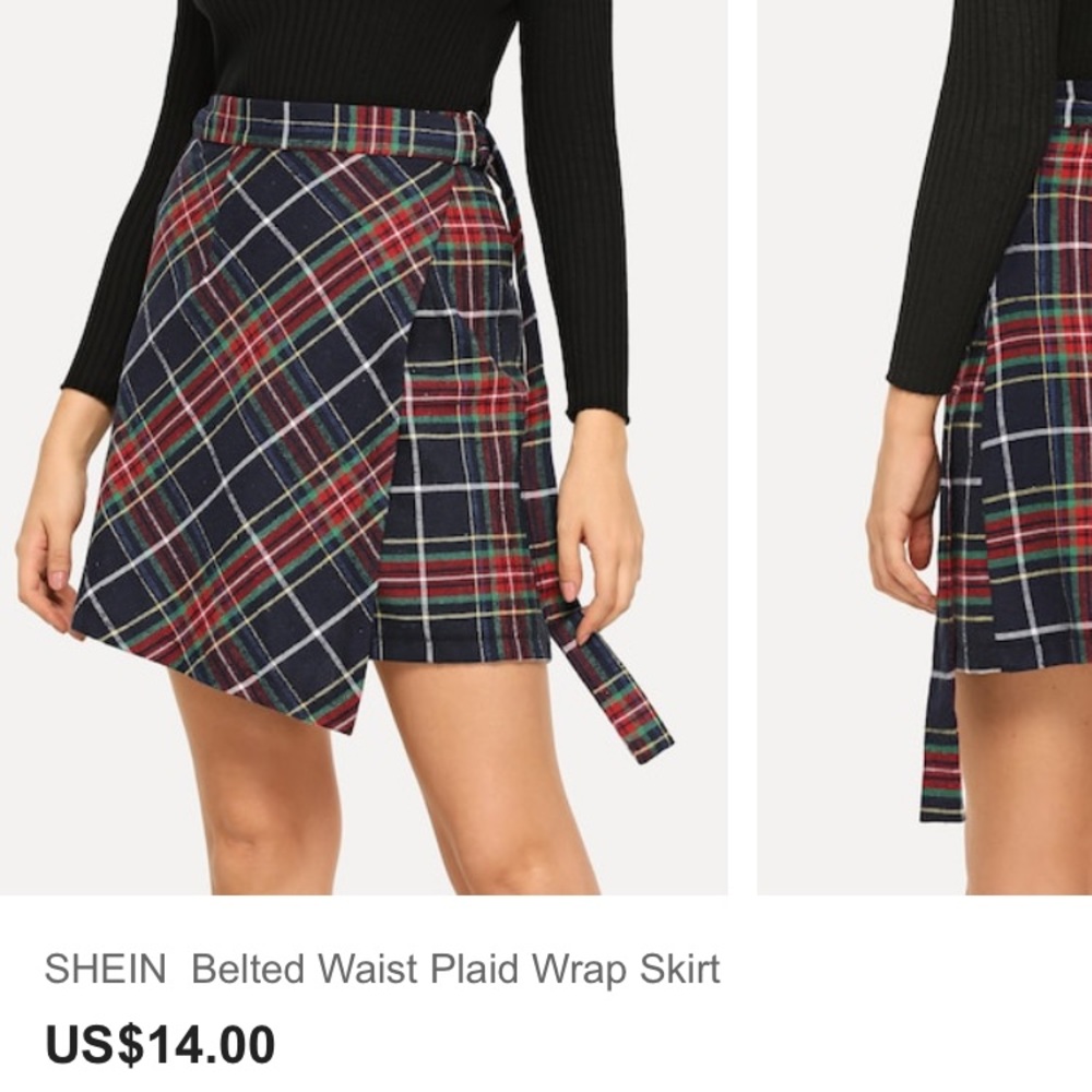 Wrap around plaid skirt